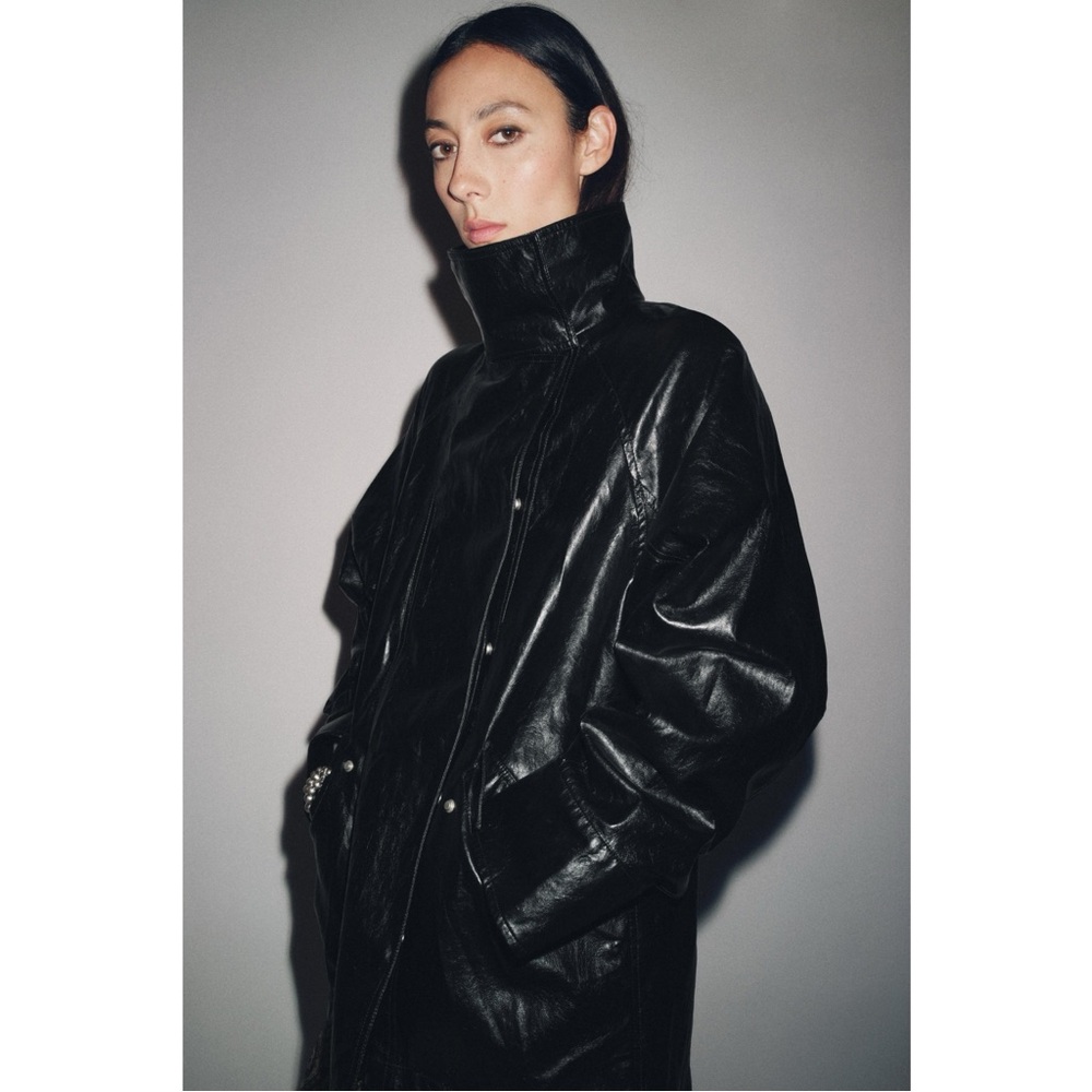 NWT Zara Shiny Black Jacket size Medium